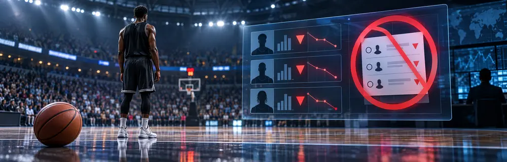 NBA:n pelaajavetojen rajoituksia kuvaava koripallo- ja vedonlyöntiaiheinen uutiskuva